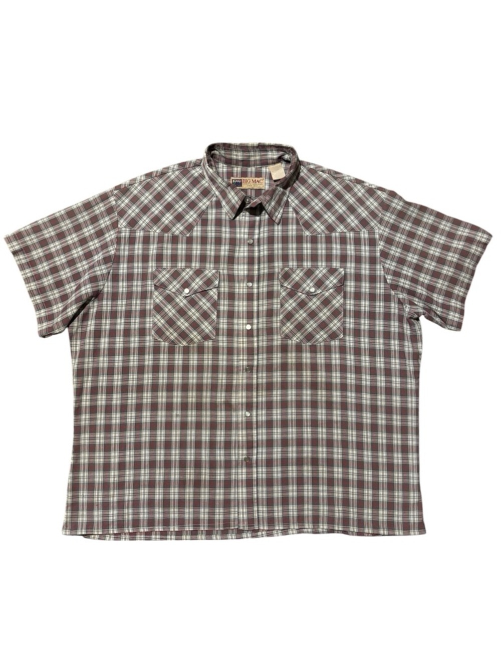 Big Mac >Men's Plaid Short-Sleeve Button-Down Work Shirt JC Penny Catalog Sz XXL